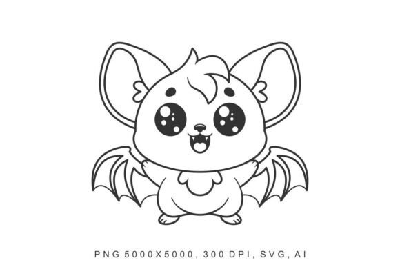 Bat - Happy: A Playful, Plump Bat for Coloring