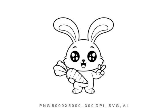 Bunny - Carrot: A Playful, Versatile Coloring Asset for Creators