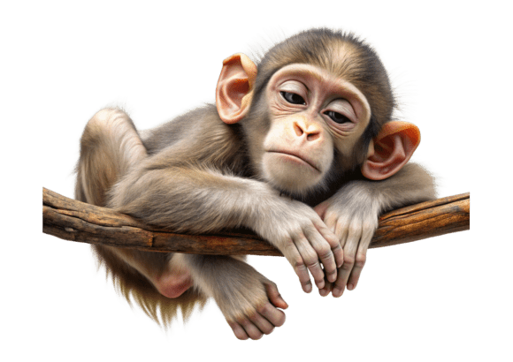 Cute Monkey Sleeping PNG