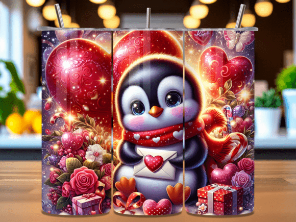 Cute Penguin Holding Love Letter Tumbler