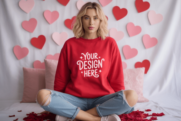 Elevate Your Design Presentations with the Valentine Gildan 18000 Red Mockup