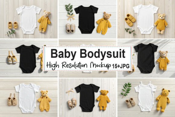 Free Baby Bodysuit Mockup Bundle 18: Realistic, Ready-to-Use Design Presentations—Without the Guesswork