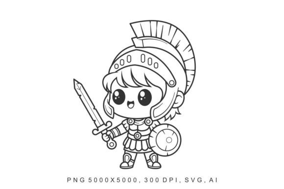 Kids - Gladiator Coloring Assets: Empowering Creative Professionals with Scalable, AI-Enhanced Vector Resources