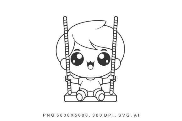 Kids - Swing Coloring Design