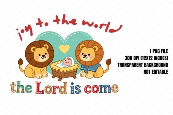 Lion Nativity Joyful Heart PNG: A Whimsical, Versatile Design for Creative Projects