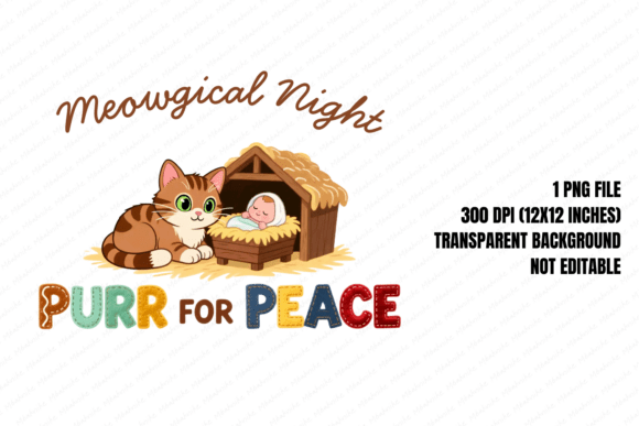 Meowgical Nativity Cat PNG: A Whimsical, Versatile Design for Crafters and Educators