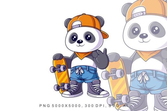 Panda Getting Ready to Skateboard