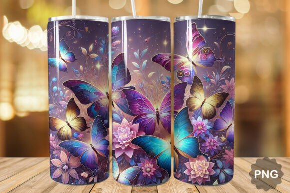 Purple Butterflies Tumbler Wrap 20oz