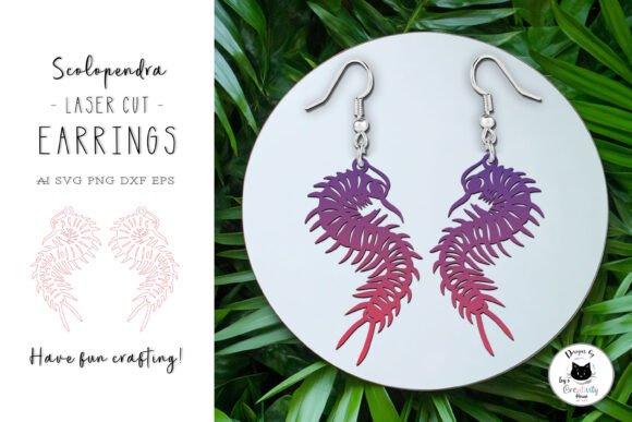 Scolopendra Halloween Earrings Laser Cut