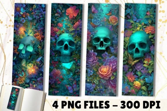 Skull Garden Flowers Butterfly Bookmark