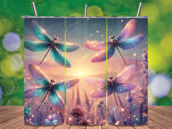 Vibrant Neon Dragonflies Tumbler Wrap: A Sublimation Design Tool for Creative Entrepreneurs and Makers