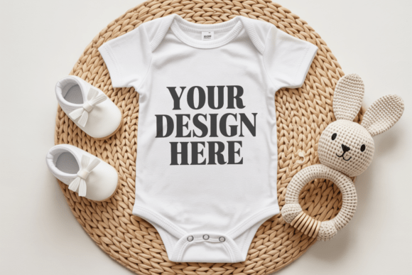 White Baby Onesie Mockup 2