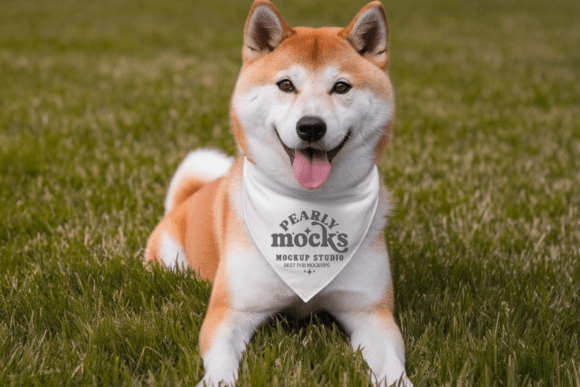 White Dog Bandana Mockup 24